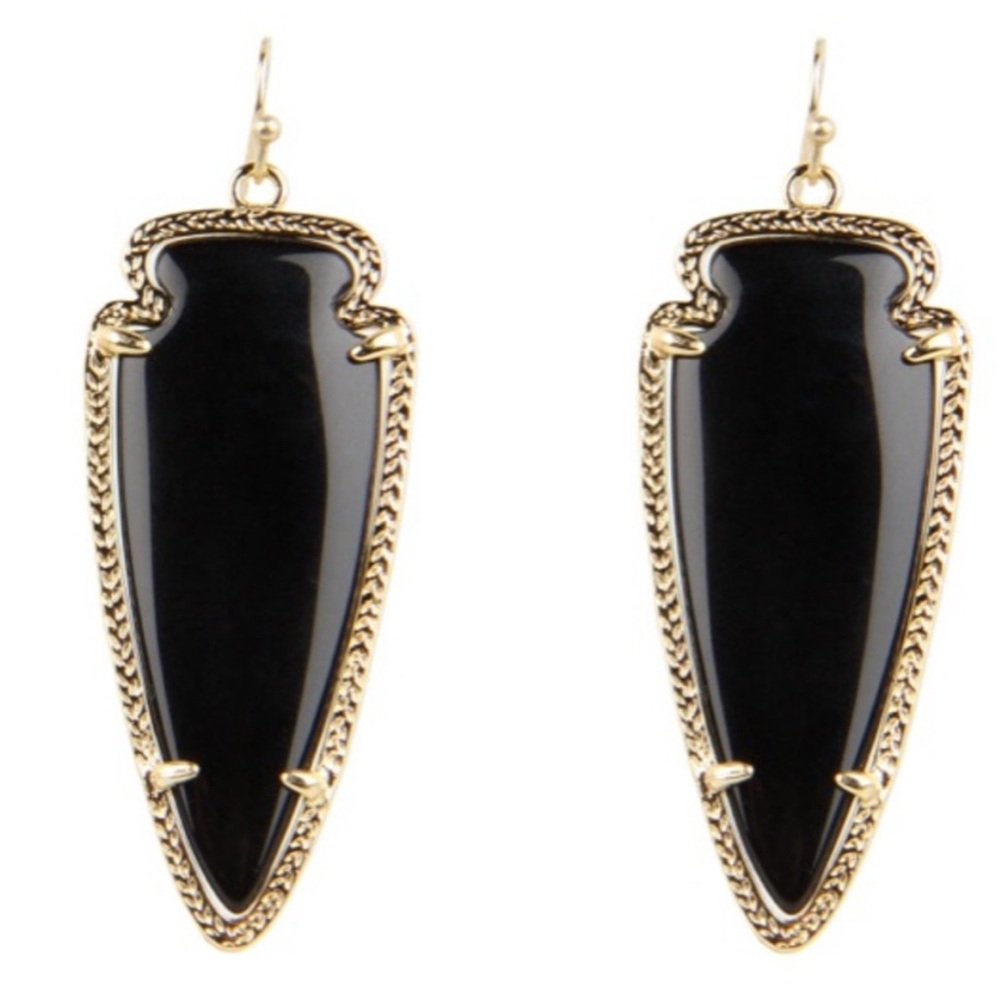 Kendra Scott Skyler Black and Gold Dangle Earrings with Onyx
